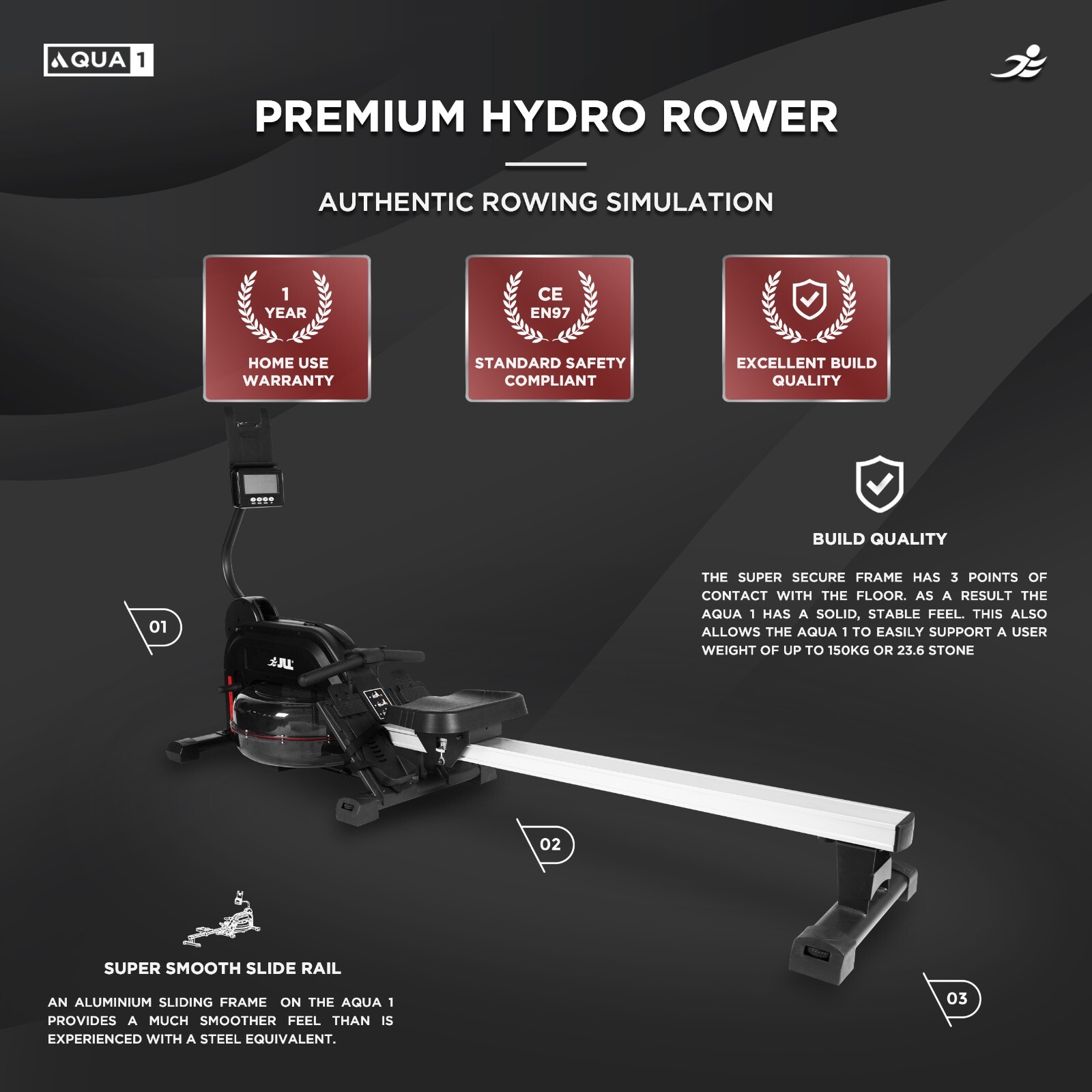 JLL® Aqua 1 Hydro Resistance Home Rowing Machine | eBay