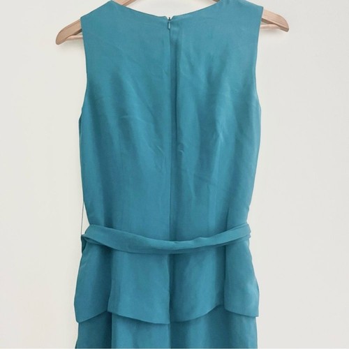 YL by Yair 100% Silk Sleeveless Tiered Maxi Dress Teal w Ribbon Semi Formal Sz 4 - Picture 8 of 9