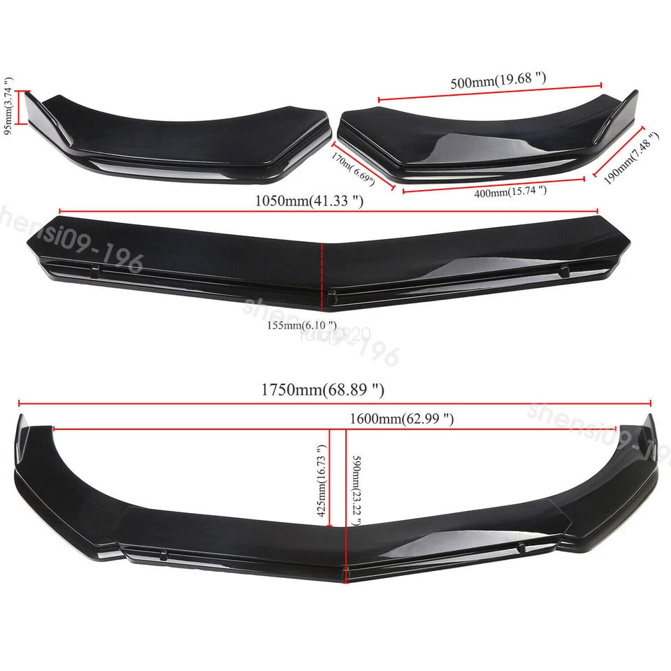 For Mercedes Benz S500 Front Bumper Lip Splitter Sport Spoiler Gloss Wide Body Foto 3 de 4