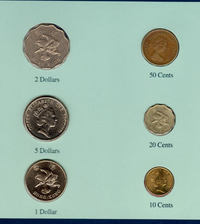 Juegos de monedas de todas las naciones Hong Kong 1979-1996 UNC $1 1996 $2 1994 $5 1988 ESCASOS Foto 3 de 4