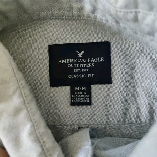 American Eagle Oxford Classic Fit Mens Shirt Medium L/S Gray Cotton - Foto 5 di 8