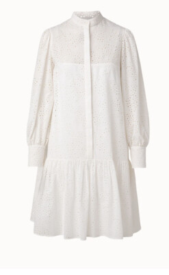 Akris Knee Length Dress Cotton Tropical Leaves Eyelet Embroidery Read Descriptio