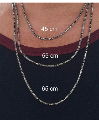 Catena reale in argento sterling 2 mm 45+55+65 cm argento - Foto 8 di 8