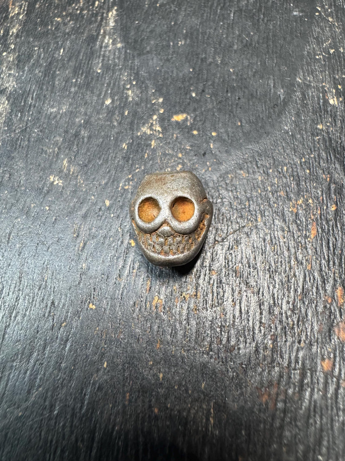 Tibetan Thokcha Iron Chitipati Spacer Bead – Skull Mala Guru Bead – Himalayan T