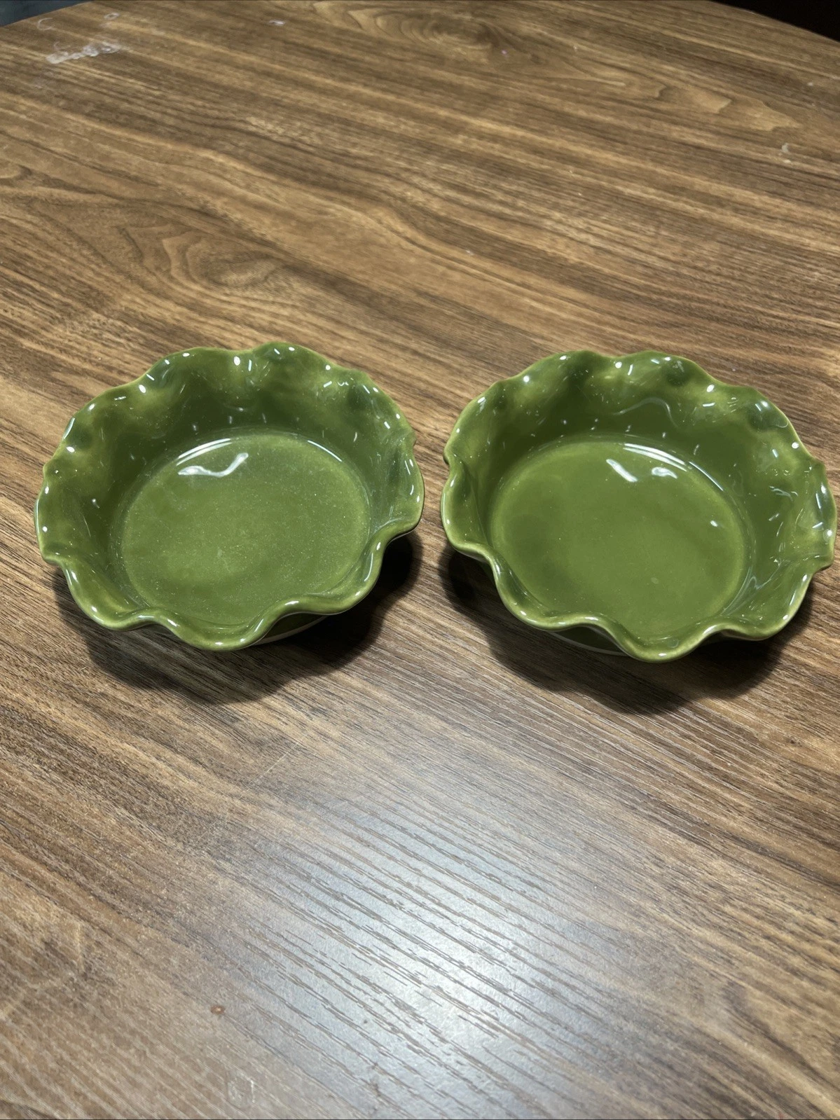 Emile Henry Scalloped Ceramic Pie Dish In Green Set Of 2
