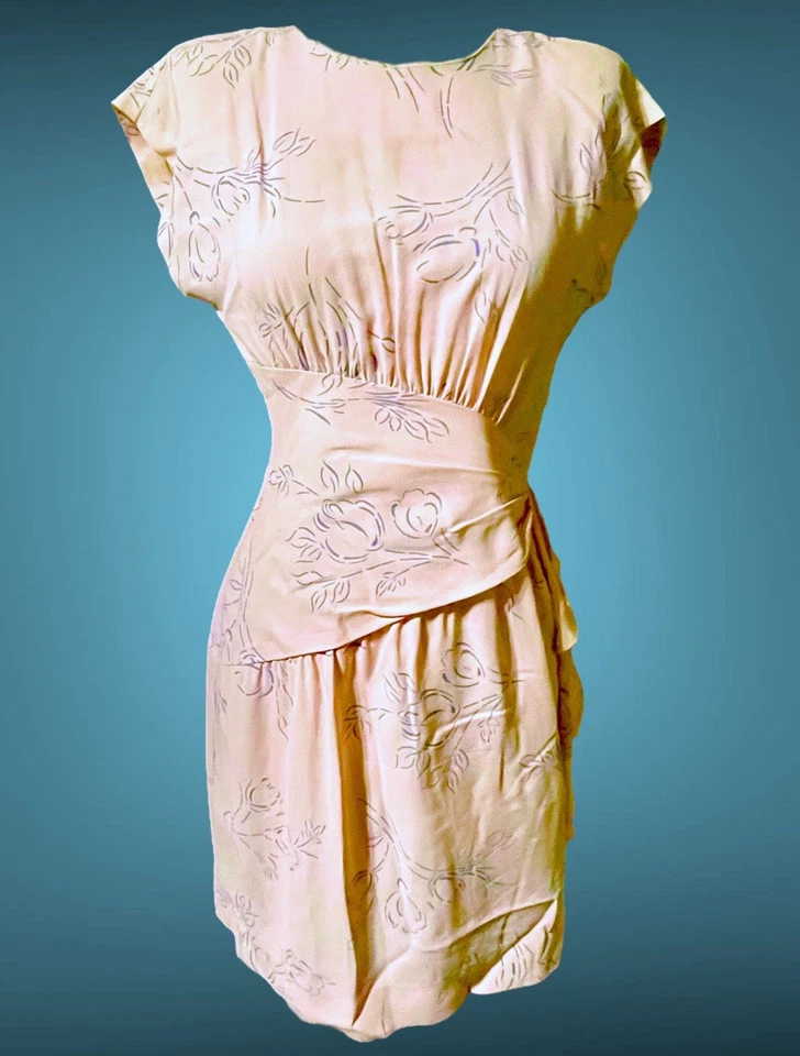 1980-е розовое и синее платье с цветочным принтом All That Jazz размер 9 - Изображение 3 из 4