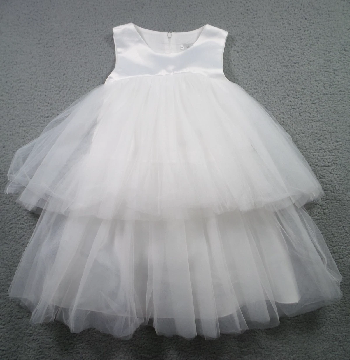 Trish Scully Dress Girls 5 White Sleeveless Tulle Flower Girl Formal Princess