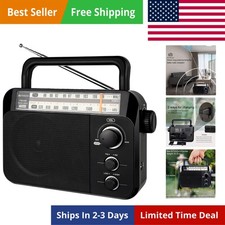 TR604 AM FM Radio,Portable Radio Plug in Wall,D Battery Operated,Large Dial,H...