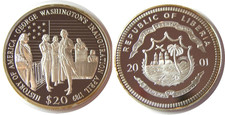 elf Liberia 20 D 2001 Am History  President George Washington Silver Proof