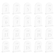 Arch Wedding Table Numbers 1-20 with Stands 5x7" Clear, 20Pcs