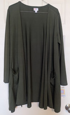 LuLaRoe Caroline Open Front flowy Cardigan with pockets Large in Green NWT