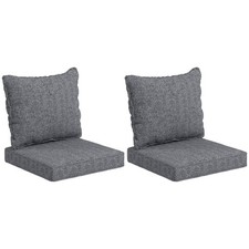 4-Piece Outdoor Patio Chair Cushion Set 24in Seat Back Water Resistant Gray