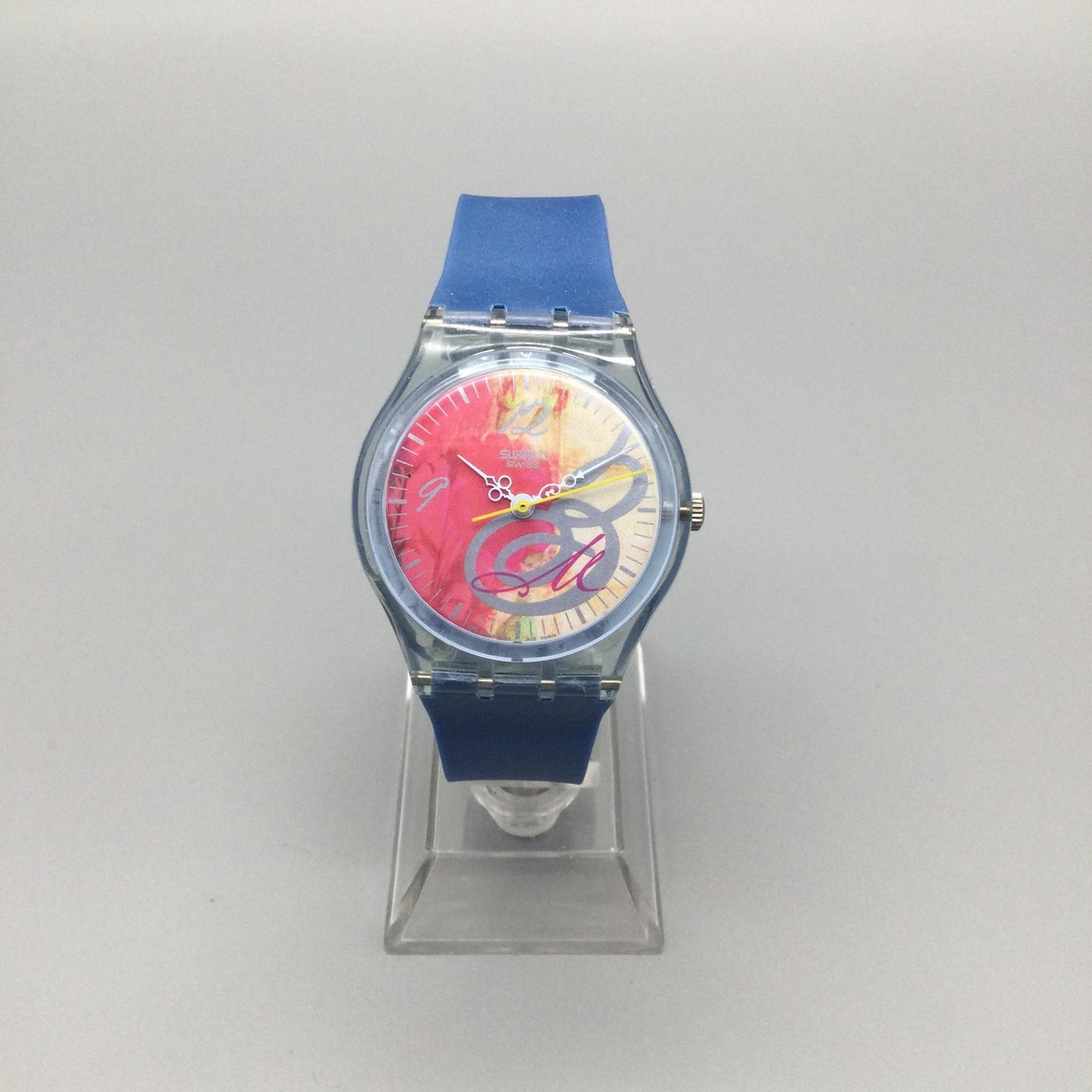Swatch Womens Watch 34mm Bouquet Pour Maman Swiss GN186 Blue Pink