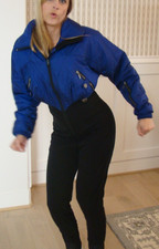 VTG NILS Skiwear Womens 10 One Piece Snowsuit Jumpsuit Iridescent Blue Purple