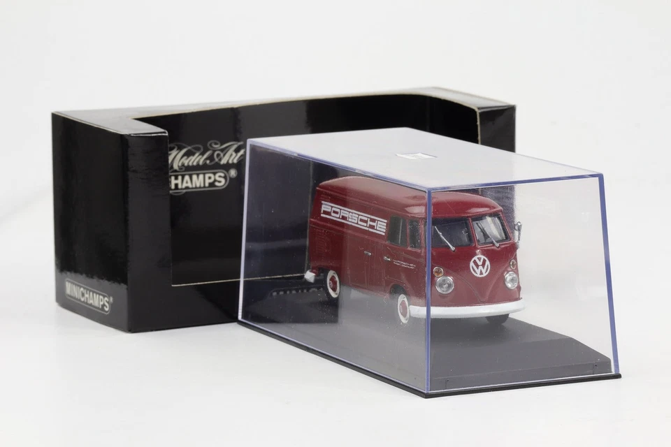1:43 Minichamps VW T1 1973 Delivery Van Lieferwagen Porsche Zuffenhausen weinrot - Bild 4 von 4