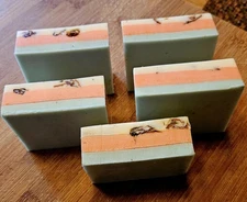 Set of 4 Handmade Lily & Sweet Orange Scented Soap Bars with Essentials Oils