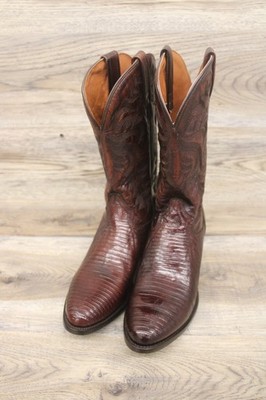 Dan Post Genuine Teju Lizard Cowboy Boots Cognac Brown Men's Sz. 9.5 D