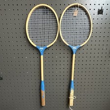 Winfield Vintage Blue Throat Wood Badminton Racquets, Pair Lot of 2