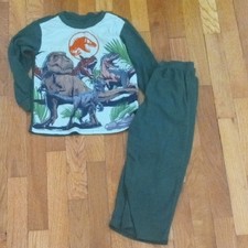 Dinosaur Print Kids Pajamas - Green boys 4/5