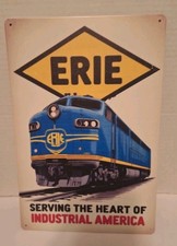 Erie Railroad 11-3/4" X 8" Serving The Heart Of Industrial America tin sign
