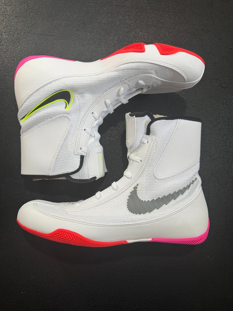 Nike Machomai 2 Boxing Shoes White/Volt/Pink Men's Sizes 9.5 10