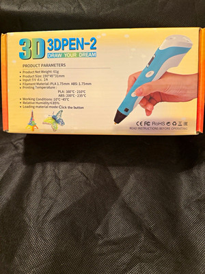 3DPEN-2 3D Printing Pen PLA/ABS Compatible 1.75mm USB Powered Blue/White