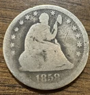 1858 Seated Liberty Quarter AG Details