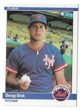 1984 Fleer Baseball Doug Sisk Rookie Card #596 New York Mets RC. rookie card picture