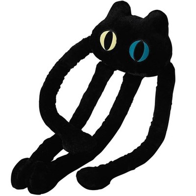 OUKEYI lange Beine Oktopus Katze Plüschkissen, 39 Zoll/100 cm niedliche schwarze Katze Stofftier Anima