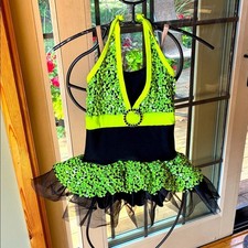 A Wish Come True Neon Green and Black Kids Sequined Dance Sz. 6X-7 Costume
