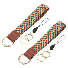 Keychain Wristlet, 2 Pcs Cute Keychain Woven Wrist Lanyard, Colorful Candy
