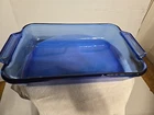 Vtg Anchor Hawking Baking Dish 8x11.5x2 Blue Cobalt 2 Qt Made Is Usa.