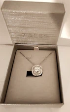 Zales Sterling Silver White Sapphire Necklace New in Box