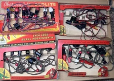 Vintage Noma Box Mazda Lamps Cloth Christmas Lights Red Bead 1930s Working C7