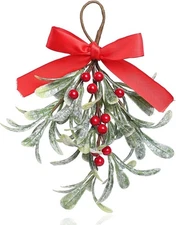 Mistletoe Christmas Decor, Artificial Frosted Decoration... 