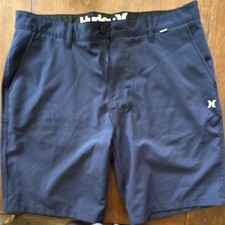 Hurley Men's Navy Blue Board Shorts Size 36 Mesh Lining Pockets Button Closure