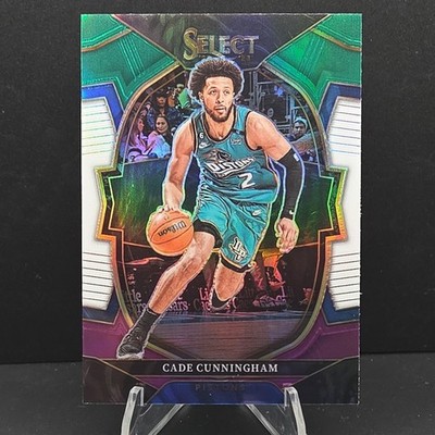 2022-23 Panini Select - Concourse Green White Purple Prizm #18 Cade Cunningham