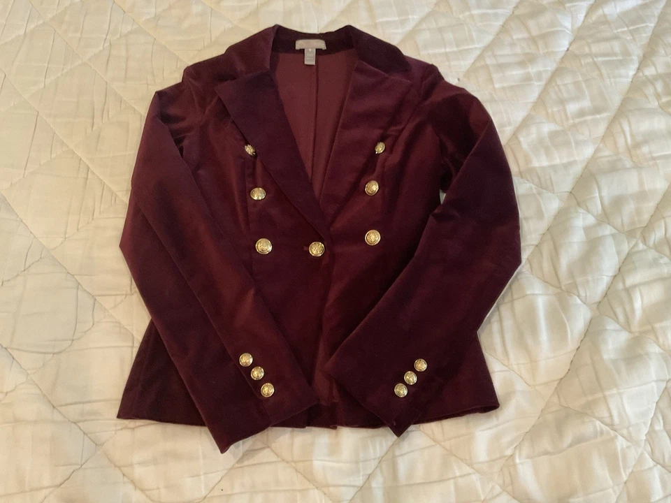 BLAZER TERCIOPELO TRITURADO COLOR VINO Talla Pequeña Foto 4 de 4