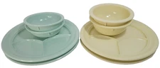 6 Pcs Vintage Dallas Ware Melamine Grill Plates & Bowls 2 King Line Bowls Green