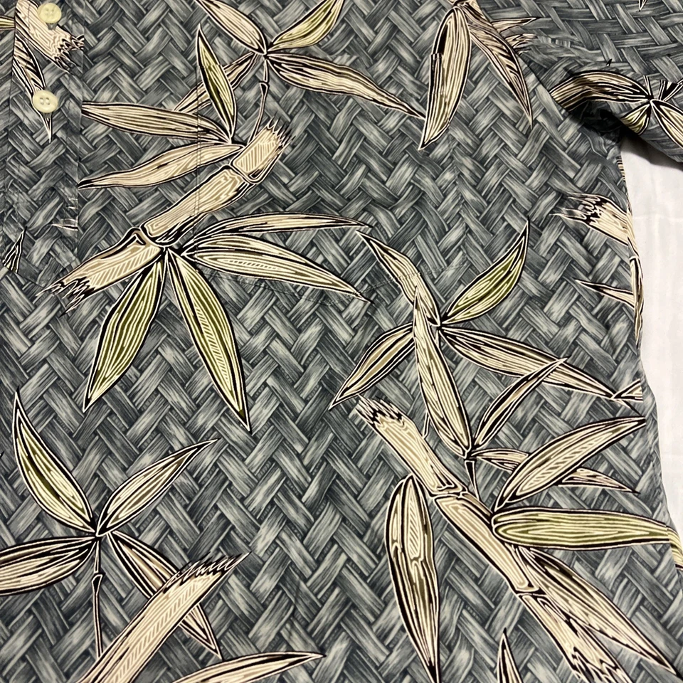 复古夏威夷衬衫中号套衫竹制劳哈拉编织图案夏威夷制造 — 第 3/4 张图片