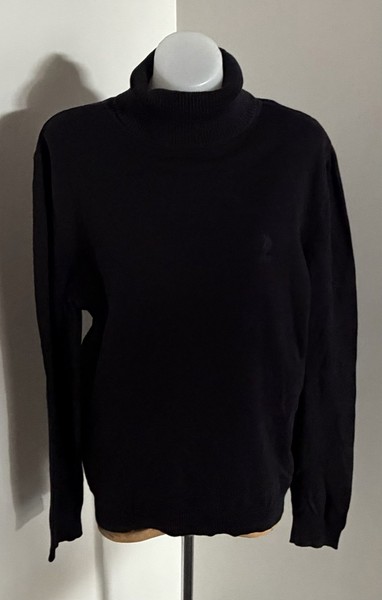 US Polo Assn Black Roll Neck Jumper - Size M