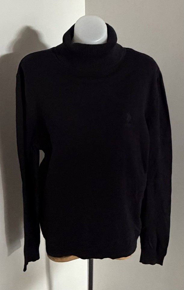 US Polo Assn Black Roll Neck Jumper - Size M