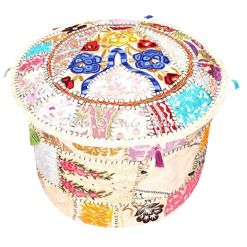 Patchwork Pouf Ottoman Indian