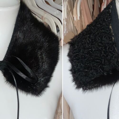 Vintage Fur Collar Reversible Mink an Astrakhan (… - image 1