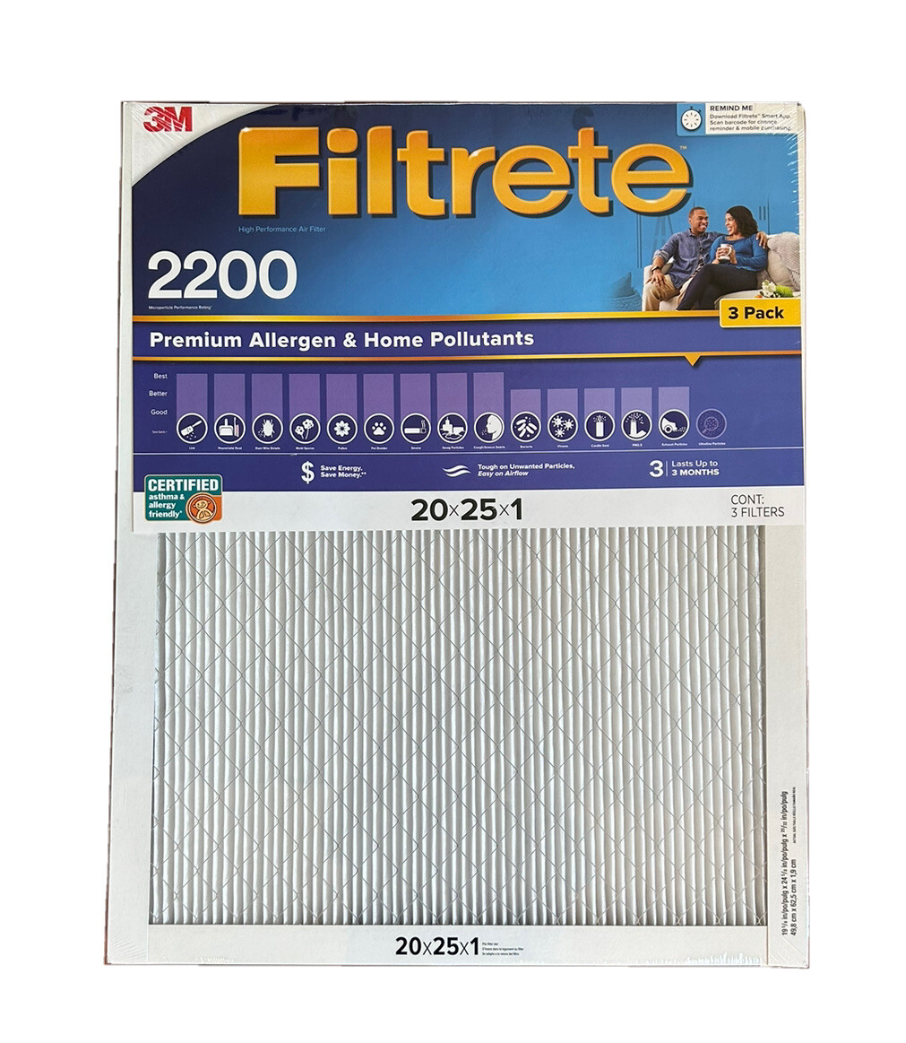 3M Filtrete 2200 ULTRAALLERGEN AC/FURNACE FILTERS 20x25x1 (3Pack) Cuisine reunionnaise