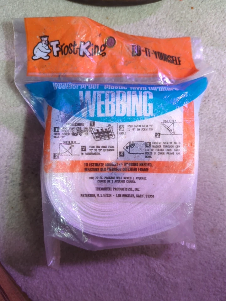 Silla de césped vintage Hágalo usted mismo FROST KING 2 1/4" X 72 pies BLANCA nueva de colección Foto 2 de 4