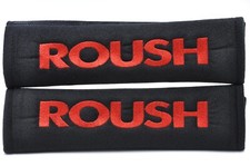 2 pcs (1 PAIR) Roush Racing Embroidery Seat Belt Cover Pads (Red on Black)