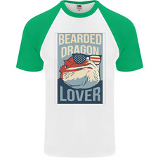 Bearded Dragon Lover USA America Mens S/S Baseball T-Shirt