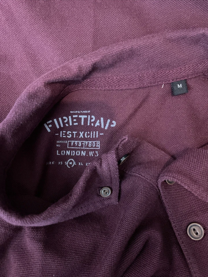 Camiseta polo informal de manga corta Firetrap roja borgoña mediana para hombre Think Foto 4 de 4