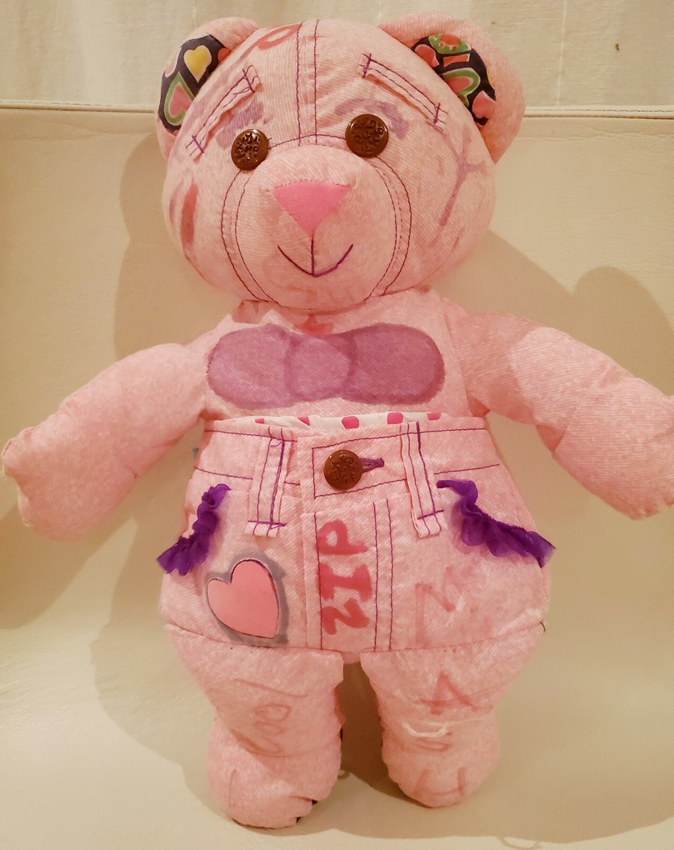 Vintage 1994 Doodle Pink Teddy Bear Stuffed Animal Plush Toy